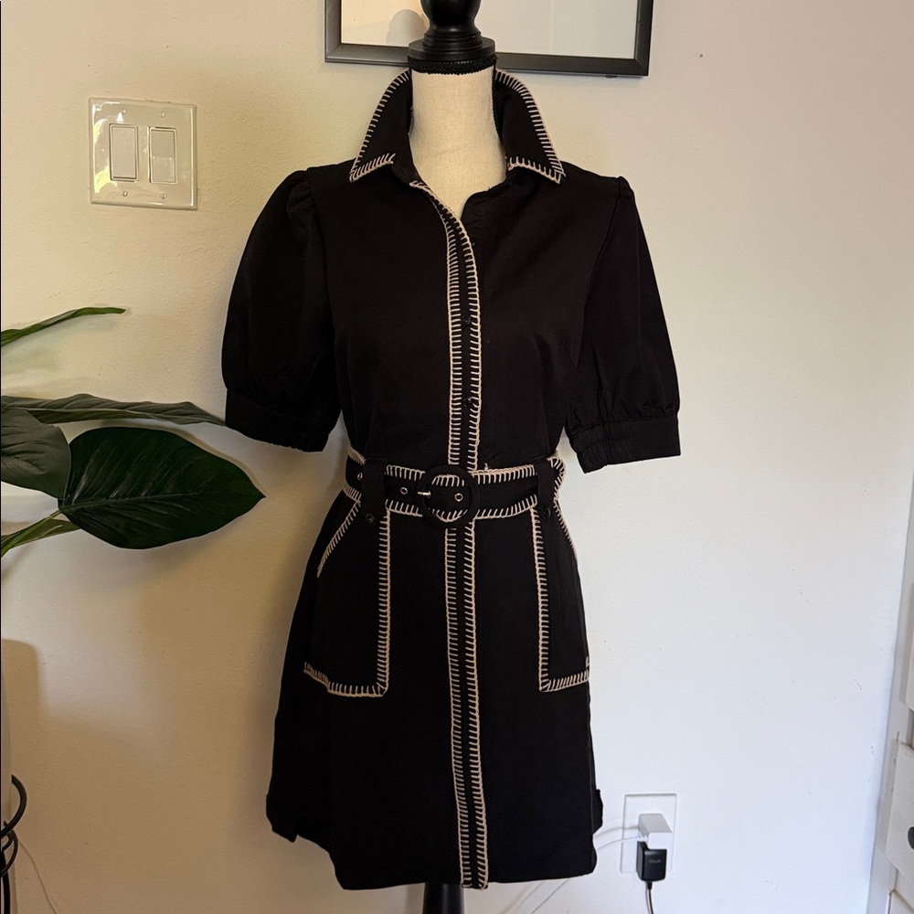 Elegant Black Belted Dress